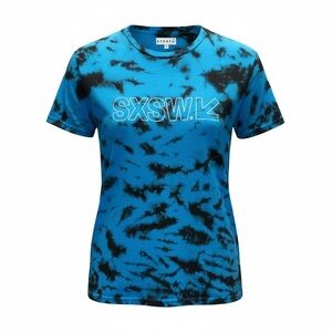 EUC SXSW Blue Black Tie-Dye Graphic T-Shirt South X Southwest - Size Small